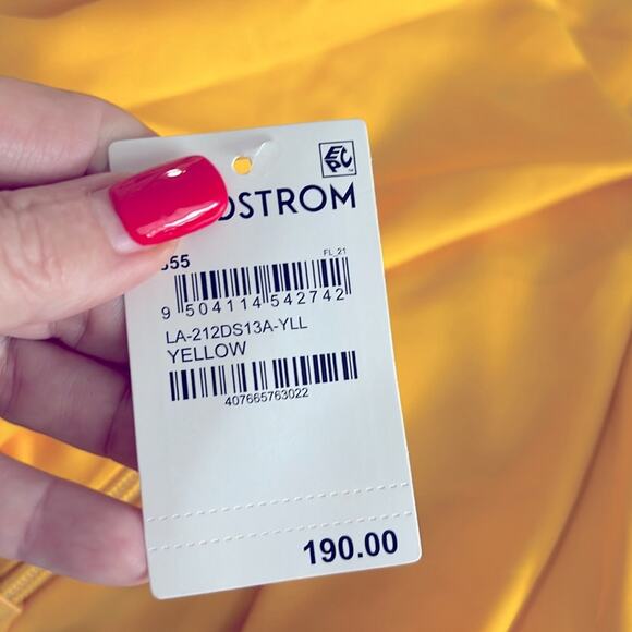 NWT $190 LAVISH ALICE yellow Emma dress cowl neck wrap slit front US 10 - Picture 8 of 9